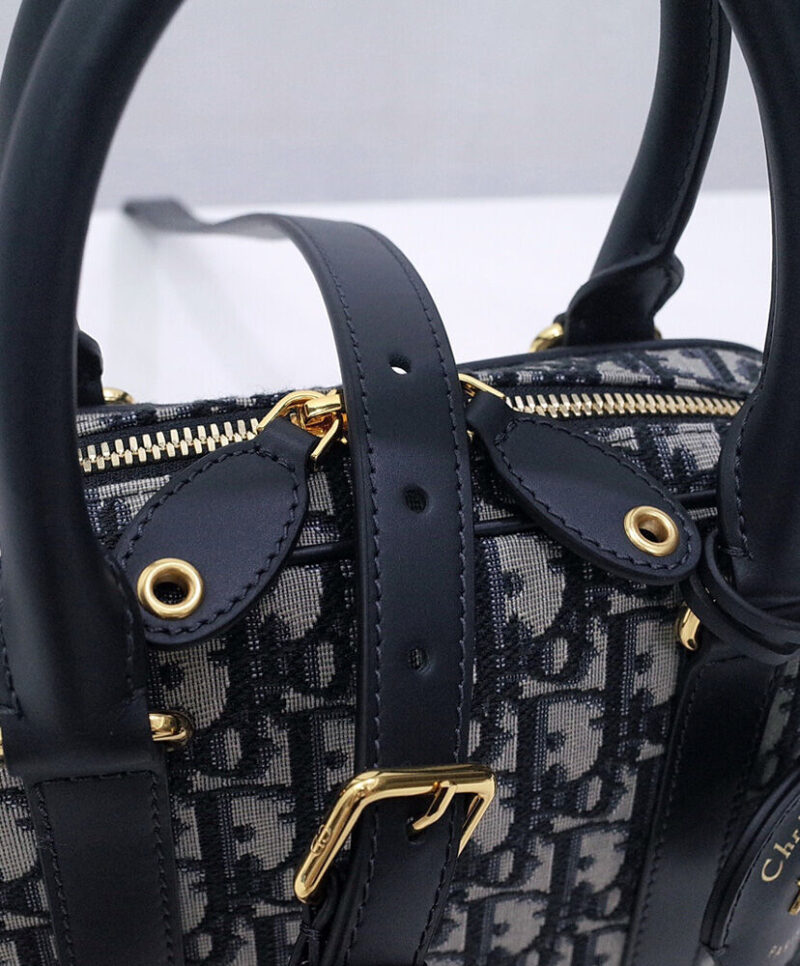 Christian Dior Medium D-Vibe Bowling Bag Dark Blue